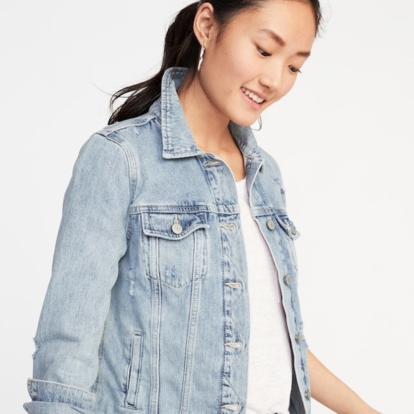 Old Navy Distressed Jean Jacket - Picture 1 of 3